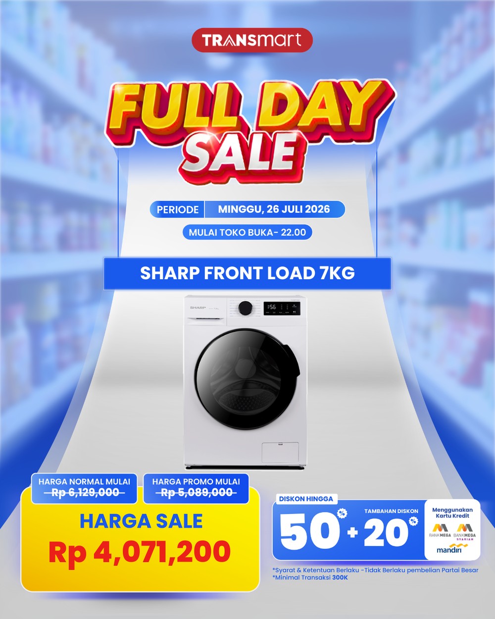 Geger Diskon Transmart! Mesin Cuci Sharp Cuma Rp 4 Juta!