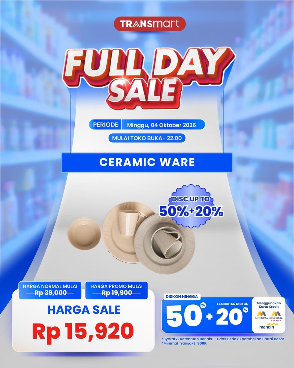 Piring & Cangkir Cuma 15 Ribu, Serbu Transmart!